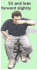 Sit up and tilt your head slightly forward